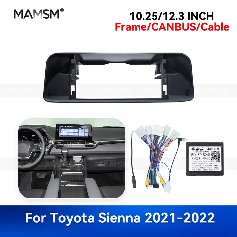 

MAMSM 12.3-дюймовая рамка для автомагнитолы TOYOTA SIENNA 2021-2022, панель приборной панели, мультимедийная навигационная система MP4, кабель CANBUS