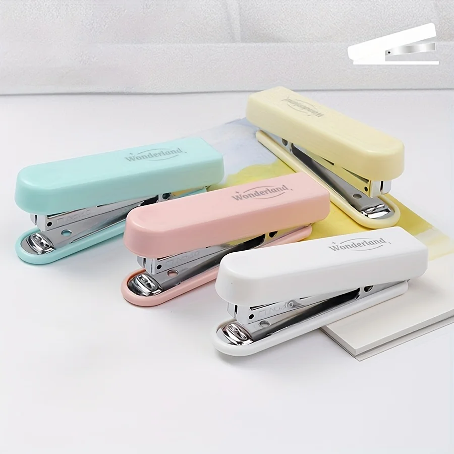 1pc Portable Mini Stapler - Manual Operation, Stainless Steel Material, ABS Body, Paper Binding Staples