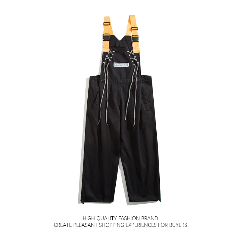 High Street Work Suit Strap Pants Men Women Loose Casual Wide Leg Sling Jumpsuit with Straps Couple Sports Straight Leg Rompers