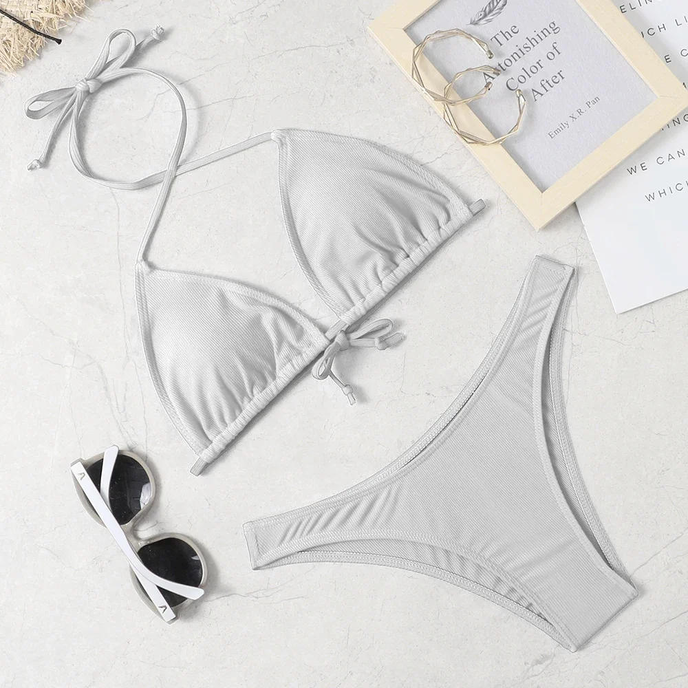 2022 new sexy bikini suit solid color swimsuit women's Beach swimsuitbeach outfits for women
