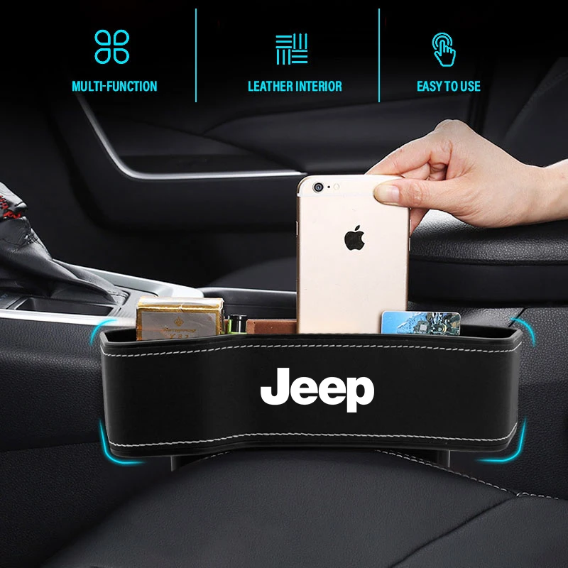 Multifunctional Car Seat Crevice Storage Box Seat Gap Slit Pocket Manager for Jeep Wrangler Liberty Grand Rear Trunk Decal Auto