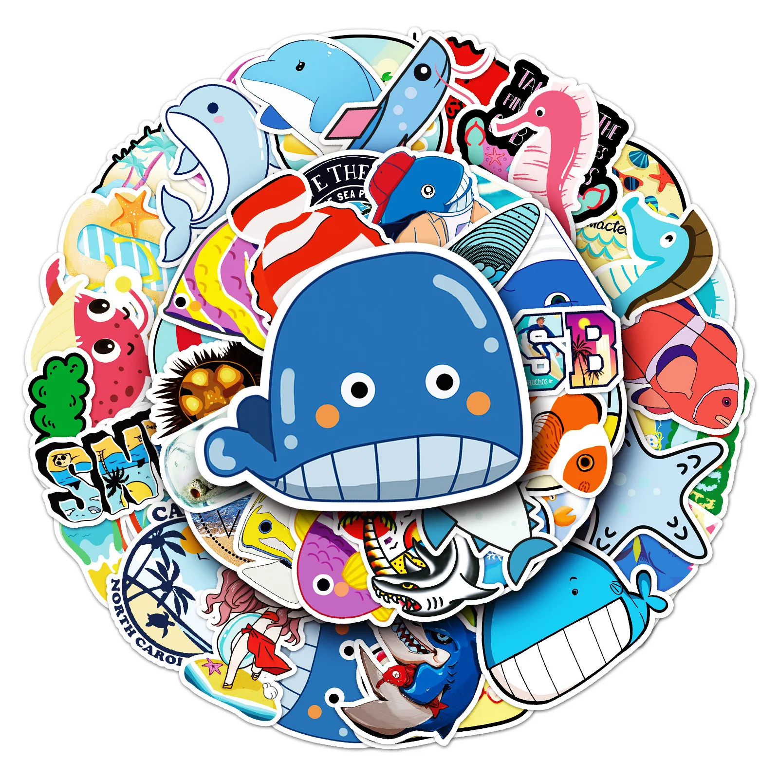 50Pcs Cartoon Ocean Series Graffiti Stickers Suitable for Laptop Helmets Desktop Decoration DIY Stickers Toys Wholesale