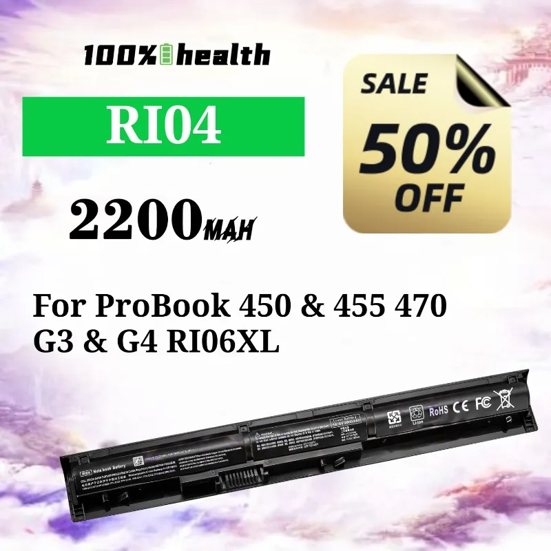 

RI04 2200mAh Laptop Battery for HP ProBook 450/455/470 G3/G4 RI06XL Lithium Rechargeable Battery