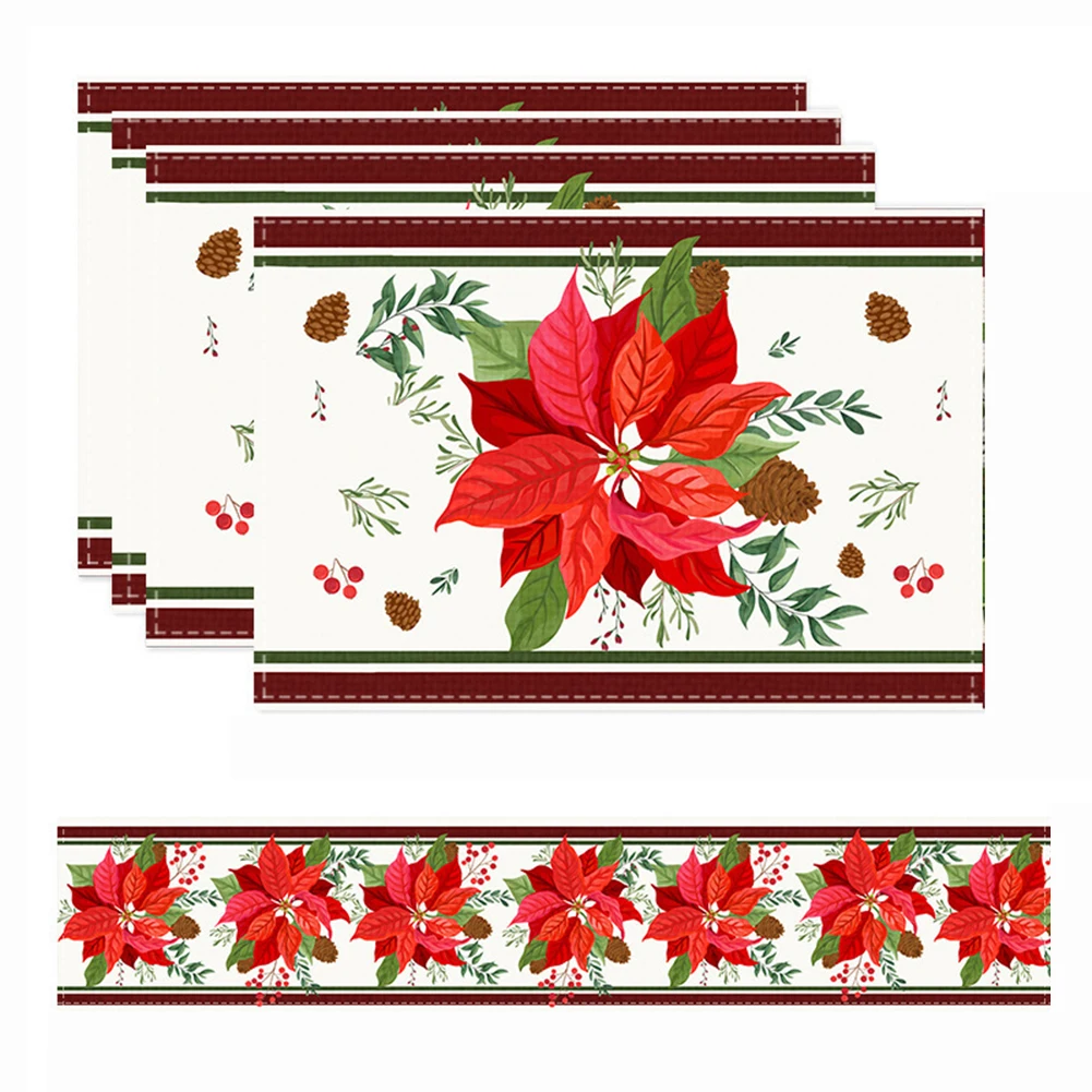 

For Everyday Use Holiday Placemats Set Christmas Table Decor Festive Gatherings Elegant Dining Table Accessories