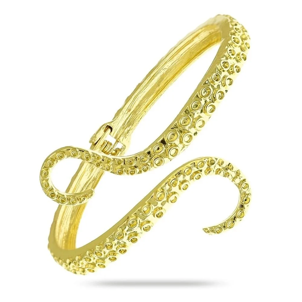 Vintage Octopus Gothic Bracelet Antique Carve Octopus Tentacles Gothic Bangle Gold Silver Plated Open Cuff Bracelet