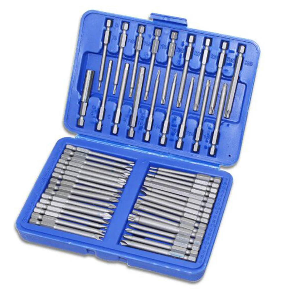 50pcs 75mm Extra Long Reach Bit Set Security Screwdriver Bits Torx Star Hex Bit