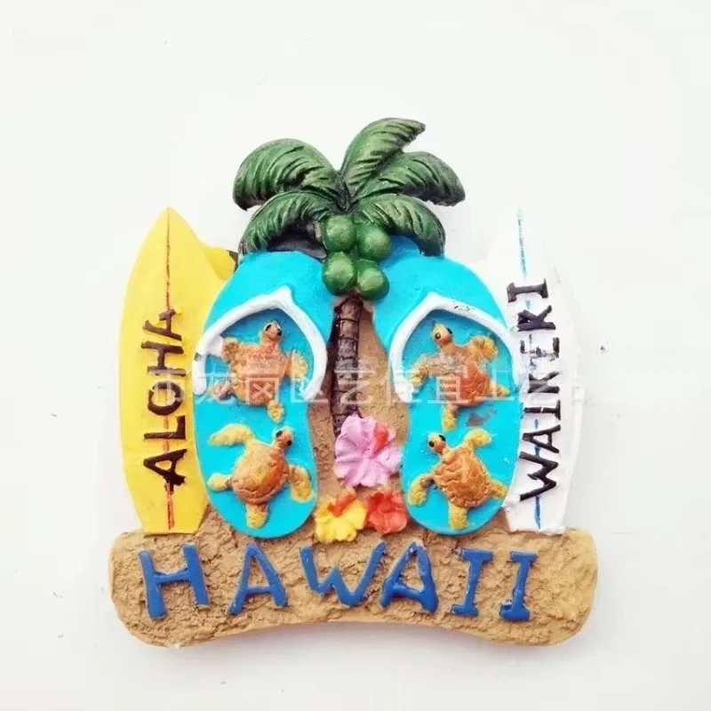 Resin 3D Tourist Attractions Souvenir Features United States Hawaii Creative Tile Refrigerator Magnetic Stickers USA