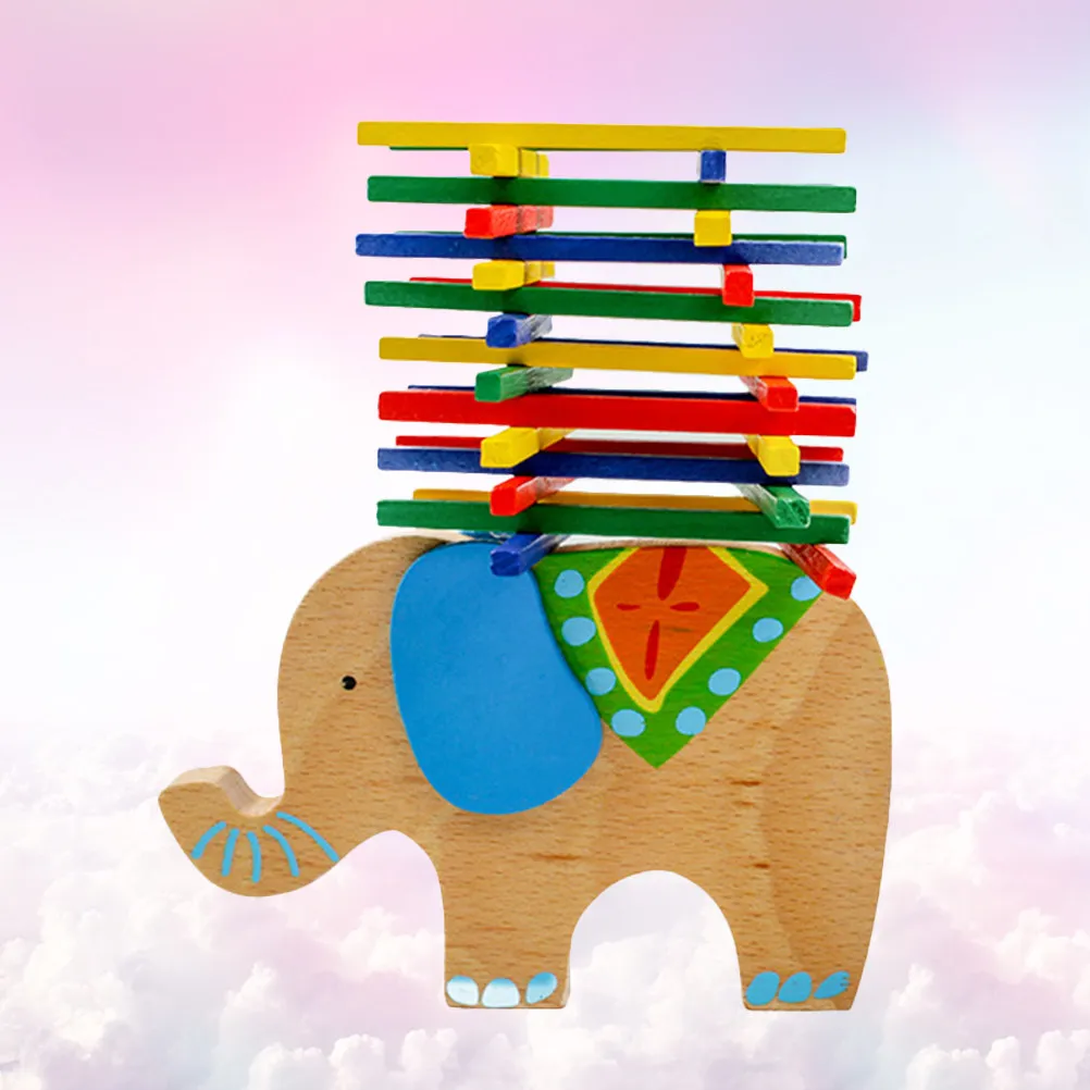Colorful Wooden Elephant Balance Building Block Early Education Parent Child Interaction Educational Playthings Enhance Hand Eye