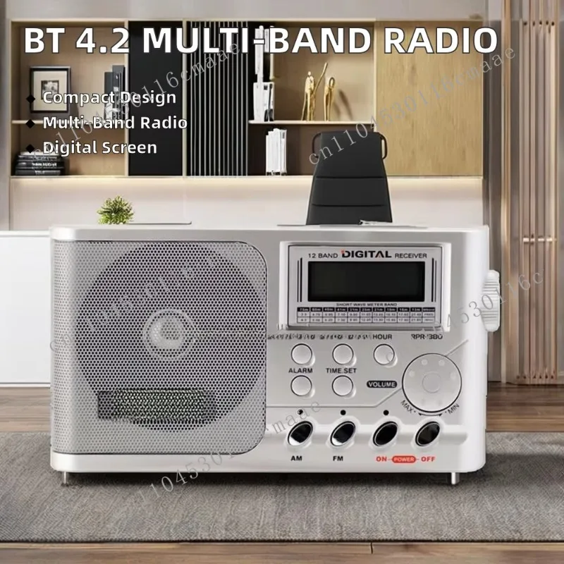 KK-9913 Portable Digital Display Multifunctional AM FM SW 12 Band Radio with Alarm Clock