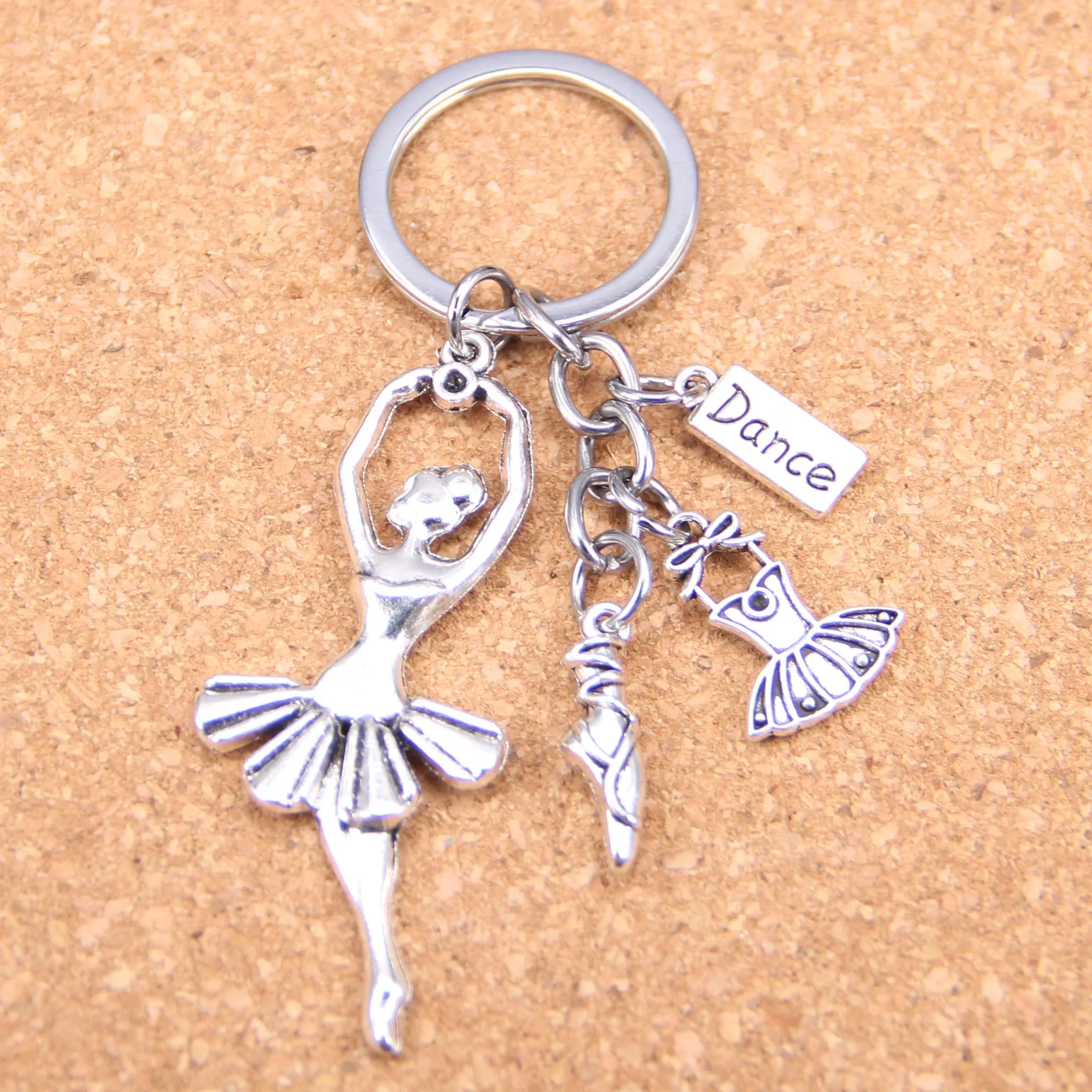 20pcs New Fashion DIY Keychain ballet dancer Pendants Men Jewelry Car Key Chain Souvenir For Gift