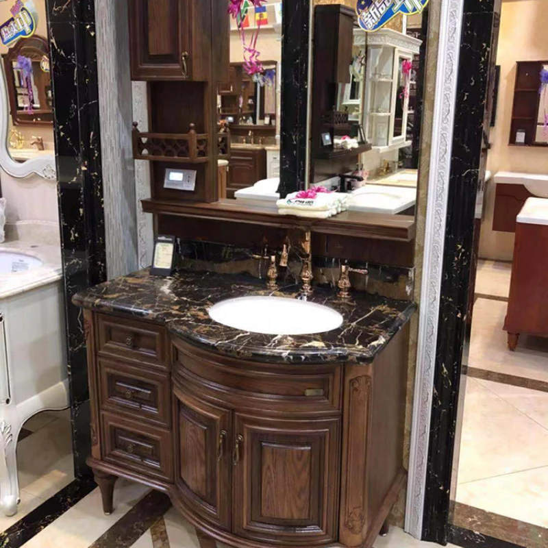 

European Style Cabinet Bathroom American Style Washstand Solid Wood Antique Bathroom Cabinet Hand Washing Bathroom Cabinet