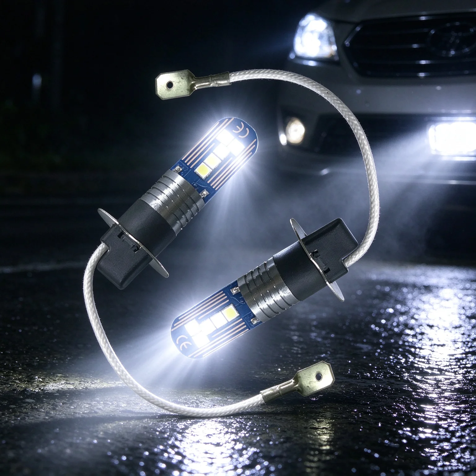 H3 30W 6000K Green Lemon LED Bulb 12V Car Headlight Fog Lamp Retrofit Plug and Play Front Rear Brake Reverse Driving Light
