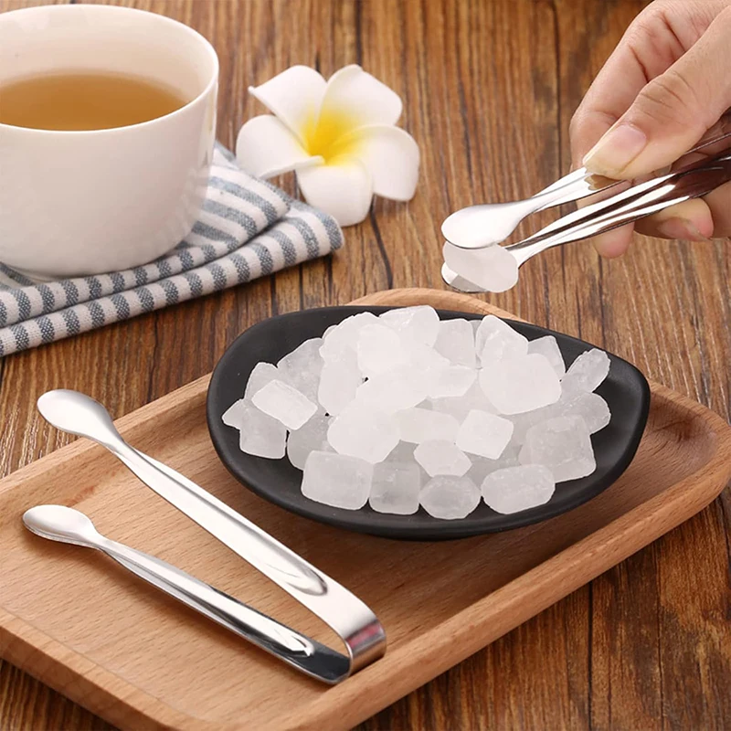 2/6Pcs Stainless Steel Ice Tongs Sweet Tongs Set 11cm Ice Tongs Small Serving Tongs for Sugar Desserts Party Coffee Ice Wine view 2