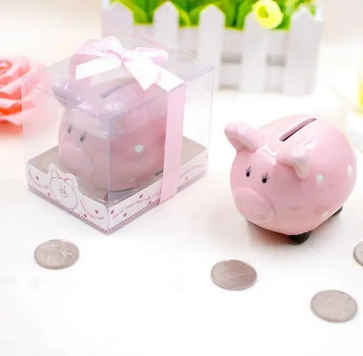 50pcs Ceramic Piggy Bank Wedding Giveaways Girl Boy Baby Shower Birthday Party Favors Gifts Wholesales Wholesale