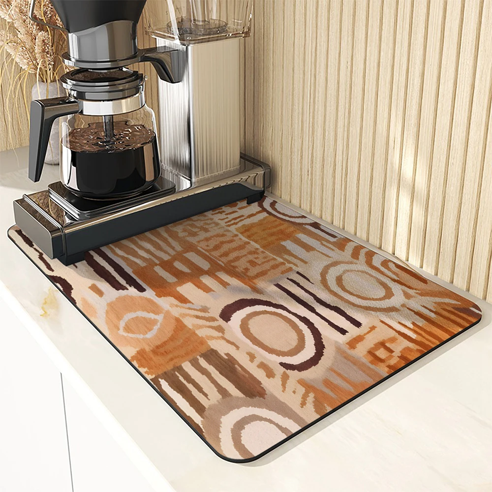 Absorbent Coffee Mat Dish Draining Mat Geometric Kitchen Drying Mat Quick Dry Bathroom Drain Pad Kitchen Faucet Placemat