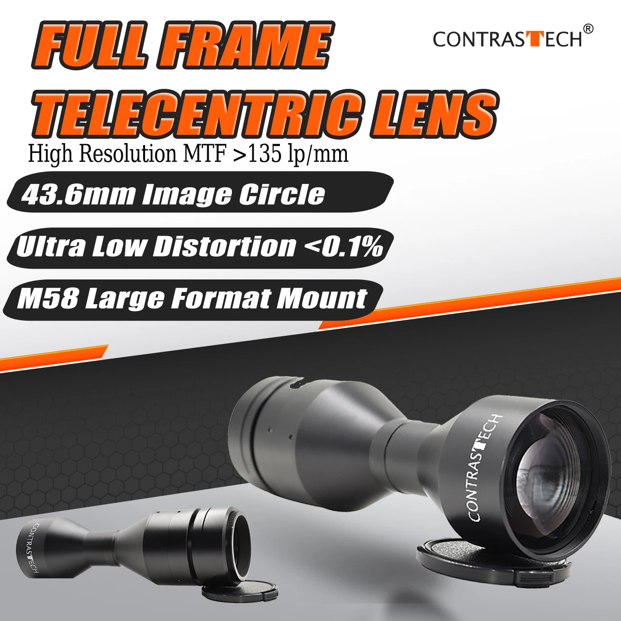 44mm Large Format Telecentric Lens 35mm Full Frame Industrial Machine Vision Lens for AOI Precision Measurement CONTRASTECH