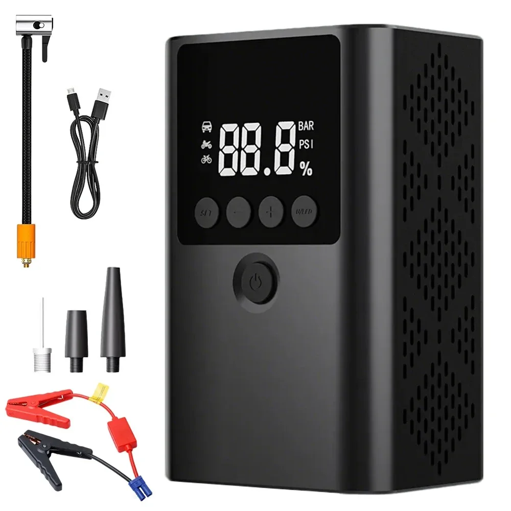 Car Jump Starter with Air Compressor Peak 1500A Auto Battery Booster 150PSI Air Pump Portable Power Bank Tire Inflator