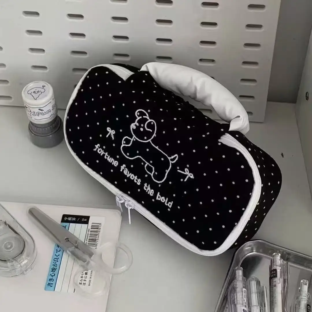 Burst Dot Rabbit Handheld Pen Bag High Appearance Level Small Stationery Bag Cosmetic Bag Large Capacity Pen Bag