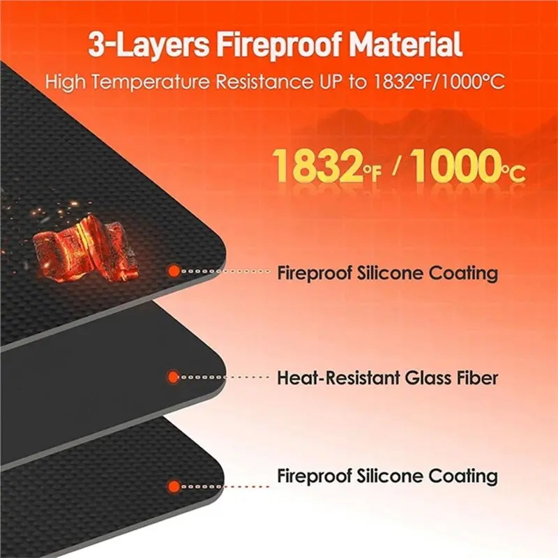 ABZL Arched Fireproof Hearth Pad For Wood Stove Floor Protection Mat For Wood-Burning Fireplace