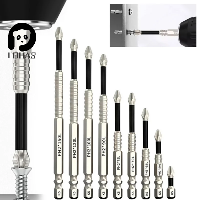 5/6/9pcs High Magnetic Screwdriver Drill Bit Set Strong Magnetic Durability Screwdriver Drill Bit Universal Anti-Slip Magnetic