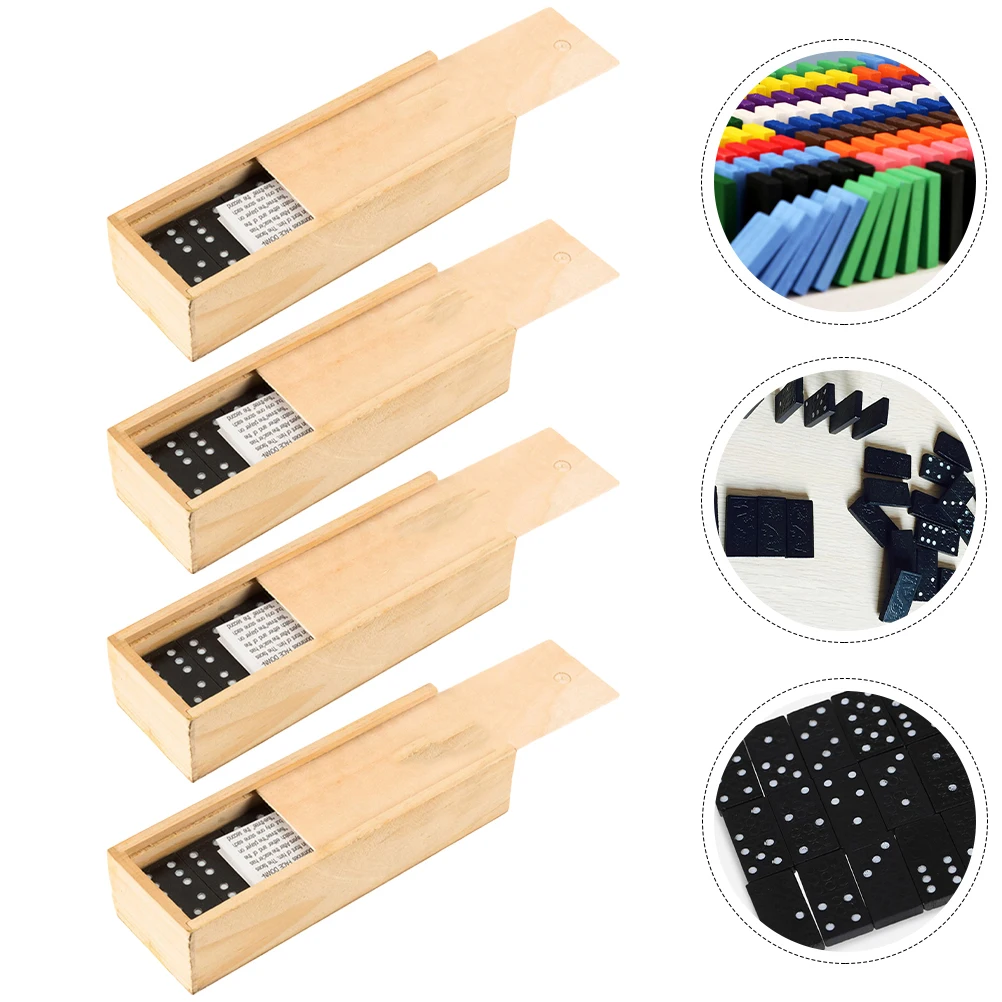 4 sets houten dominostenen kinderen volwassen interactief familiespel binnen buiten spelen domino voor volwassenen kinderen aanbod huishoudelijke domino