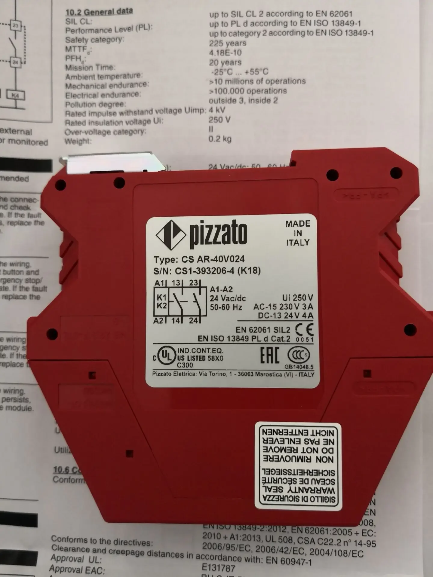 مرحل الأمان Pizza CS AR 40V024 الأصلي الجديد