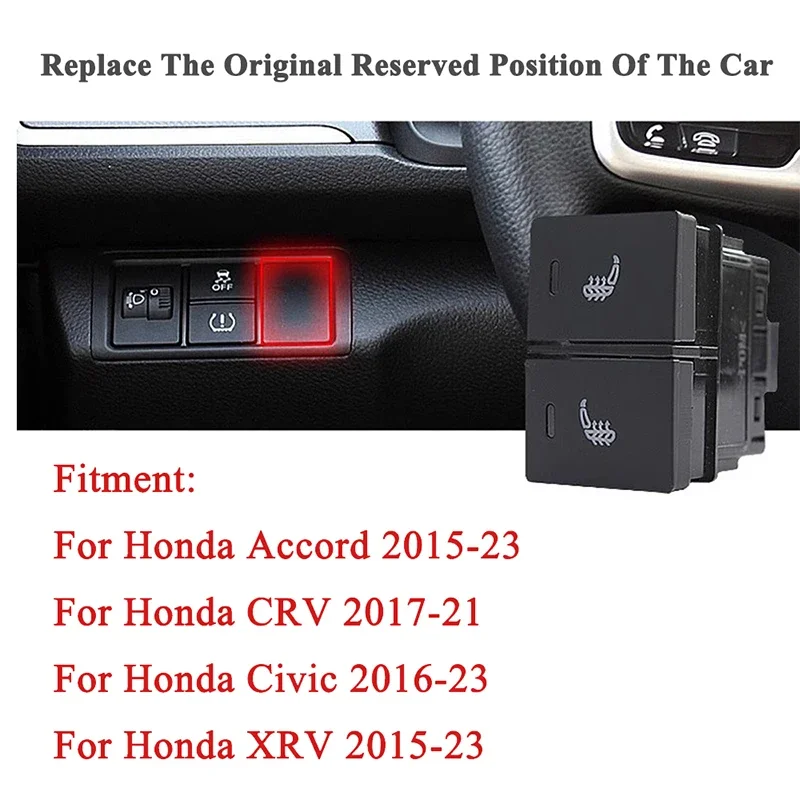 12V 27W Car Seat Heater 20.47\'\'x11.02\'\' Carbon Fiber Heating Pad 3-Level Switch Fit 2 Seats for Honda CRV Civic Accord XRV 15-23