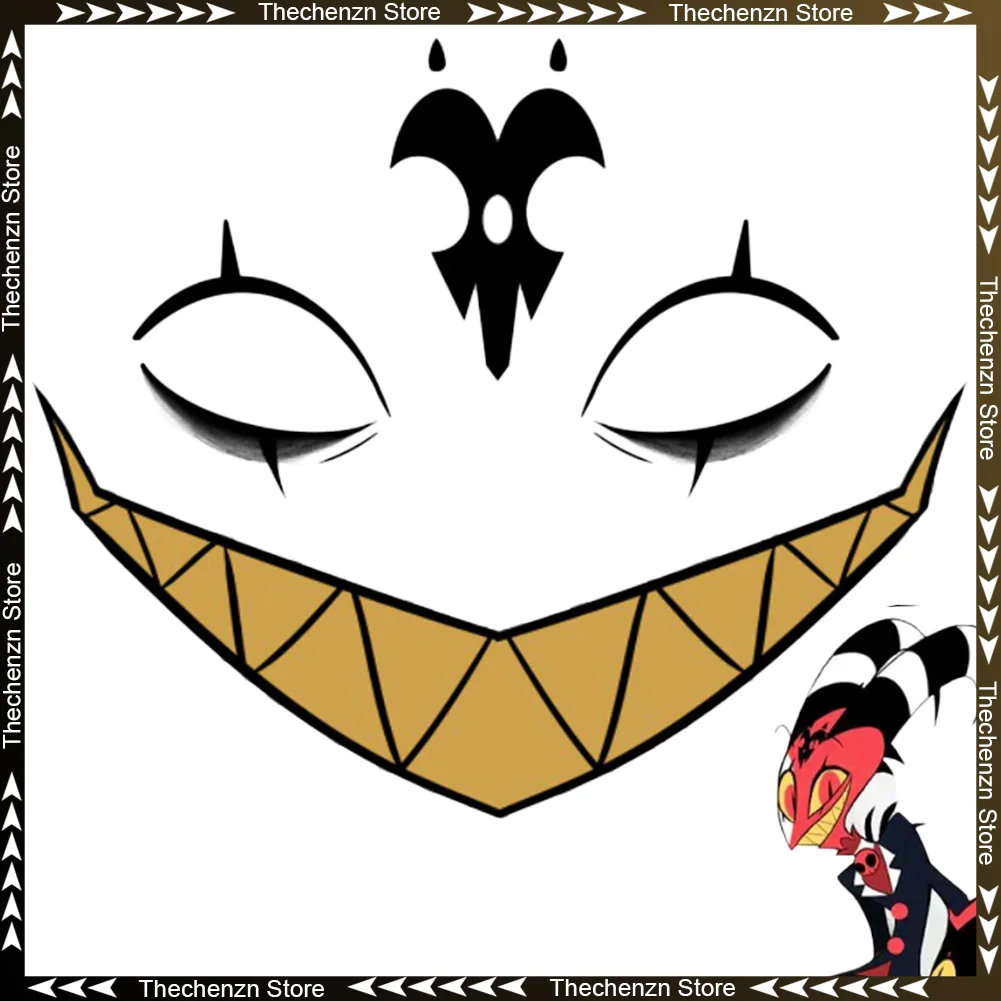 

Fancy Dress Blitz Face Tattoo Sticker Cosplay For Men Cartoon Helluva Cosplay Boss Costume Accessories Male Halloween Adult Prop