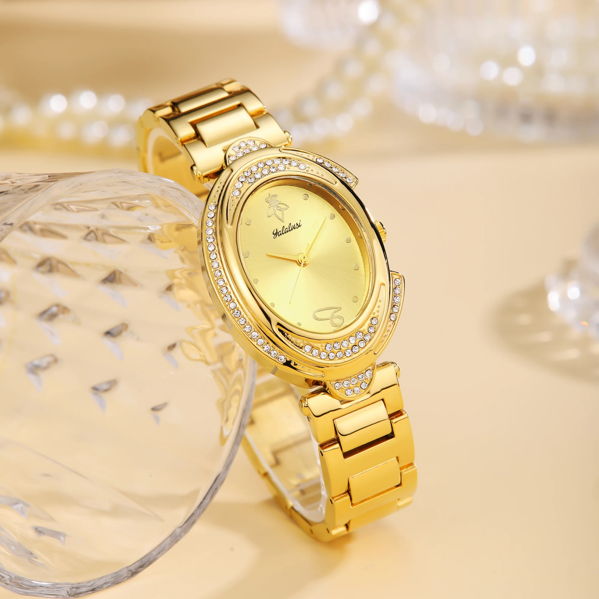 Ladies' Watches Luxury Brand Oval Quartz  Women Vintage Elegant Waterproof Golden Steel Bracelet Wristwatch Pigeon Egg Oval Dial