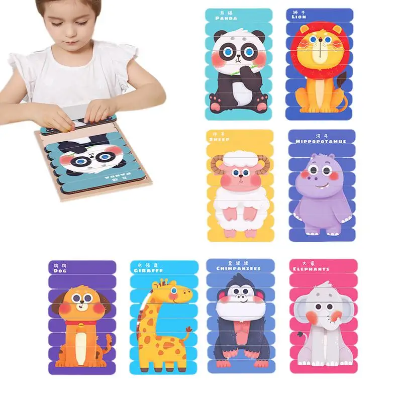 8PCS Puzzle di apprendimento educativo Giocattolo Ordinamento dei colori degli animali Gioco di abbinamento Puzzle in età prescolare Attività di apprendimento Giocattoli per bambini Età