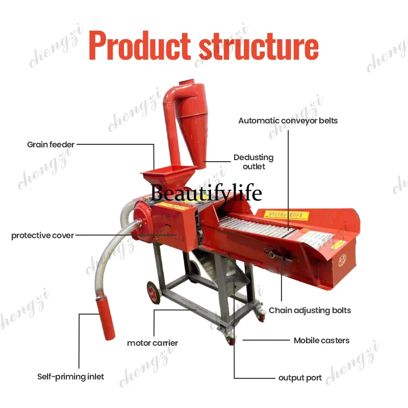 Hot Selling Multi-Functional Electric Automatic Feed Forage Grain Shredder Efficient Chaff Cutter Crusher New Processing Machine