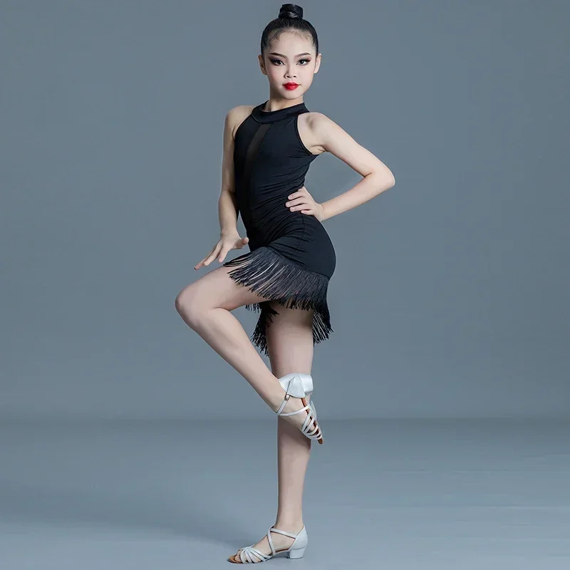 

Latin Dance Clothes for Girls Summer Black 2023 New Style Children's Dance Training Competition Clothing