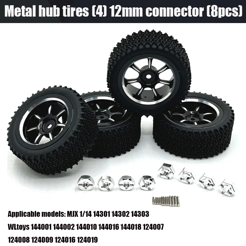 WLtoys 1/14 144001 144002 144010 144016 144018 Metal Upgrading Attachment RC Car Parts 12mm Coupling RC Car Metal Wheel Tires