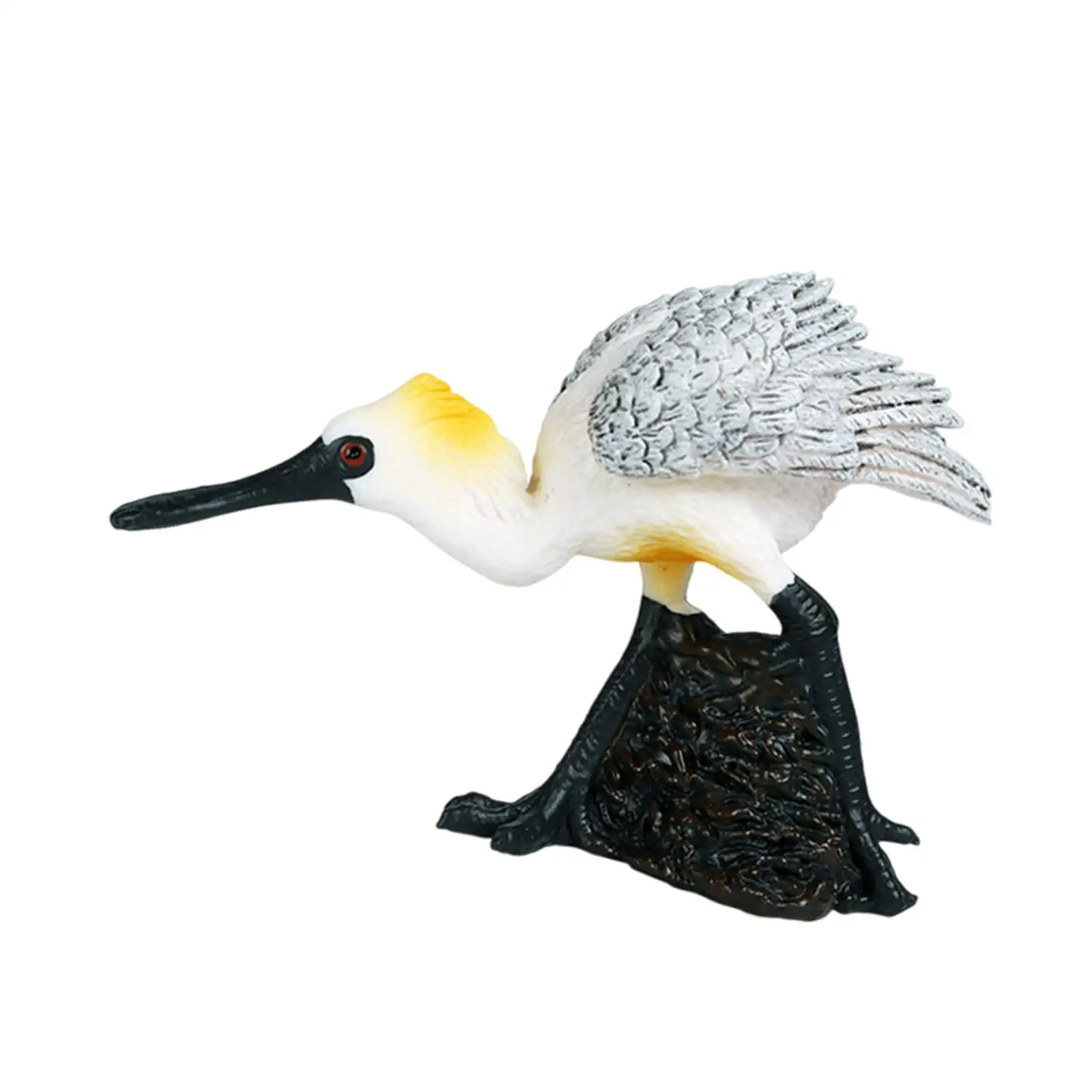 Mini Black Faced Spoonbill Figurine Realistic Bird Model Animal Statue Toy