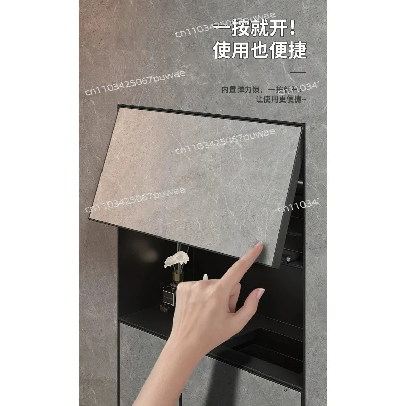 Toilet Concealed stainless steel trash can Recessed niche Tissue box Next to bathroom toilet