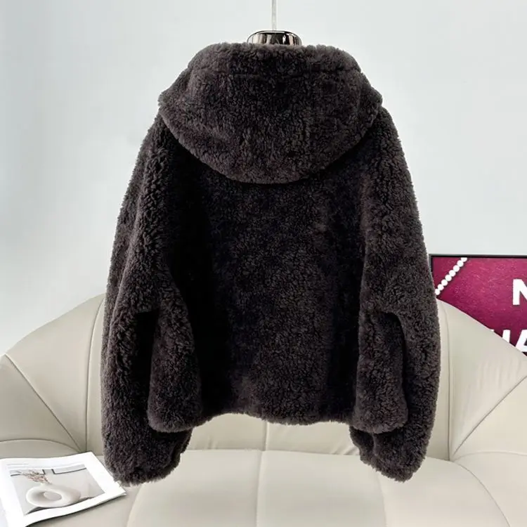 

Short Hooded Coat for Women 2025 Autumn Winter New Double-Sided Fleece Thickened Warm Sweatshirt for Women