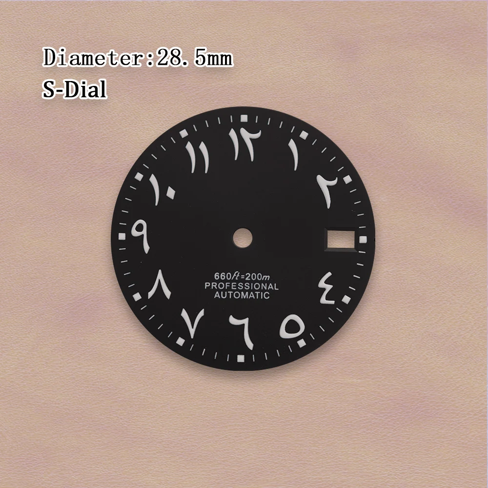 S Dial 28.5mm Arabic dial printed dial Green Dial No Luminous Suitable for NH36 NH35 Movement Watch Modification Accessories
