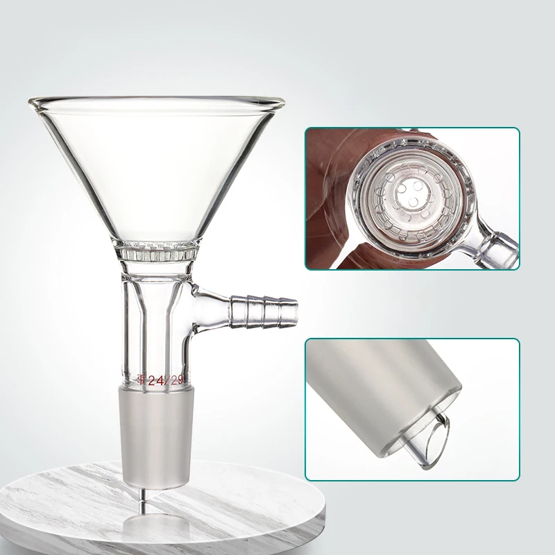 Triangular suction filter funnel, porous glass filter plate, pagoda mouth, nozzle marking glass feed funnel 80~150mm