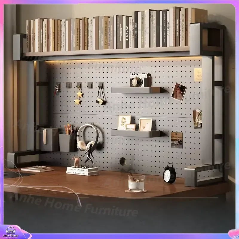 Desk Shelf Organizer with Pegboard Riser NoRiser Desktop Bookshelf Tabletop Storage Rack Office Desk Organizer for Home Study
