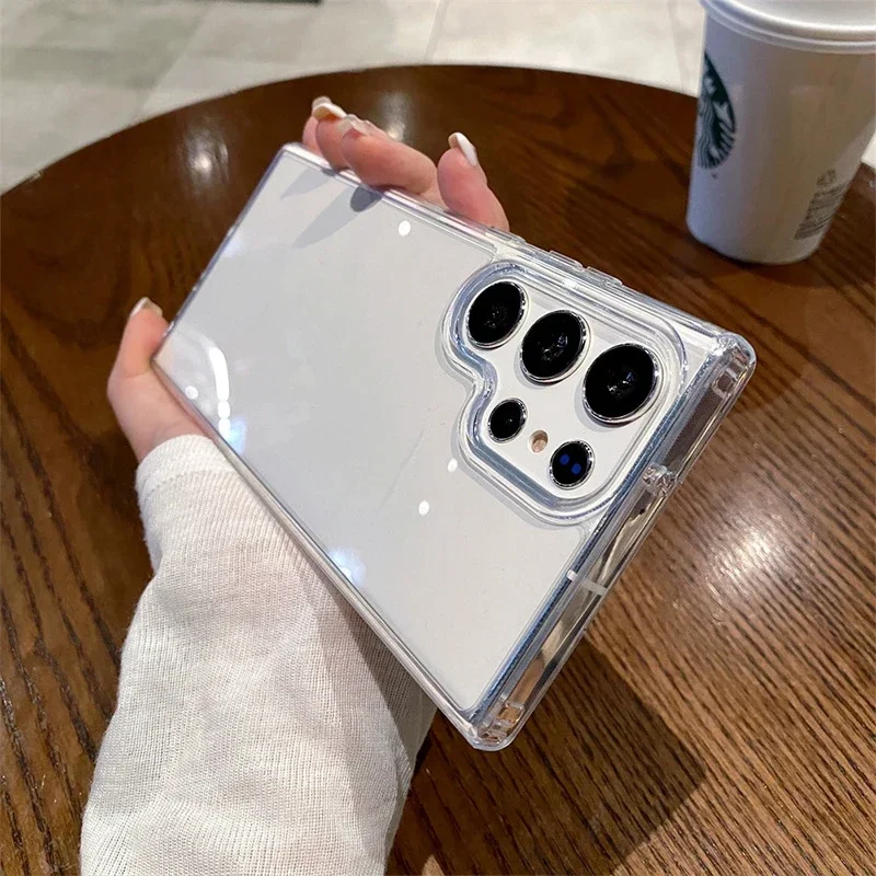 Luxury Transparent Hard Acrylic Phone Case For Samsung Galaxy S26 Ultra S26 Plus Clear Shockproof Soft Bumper Cover Galaxy S26