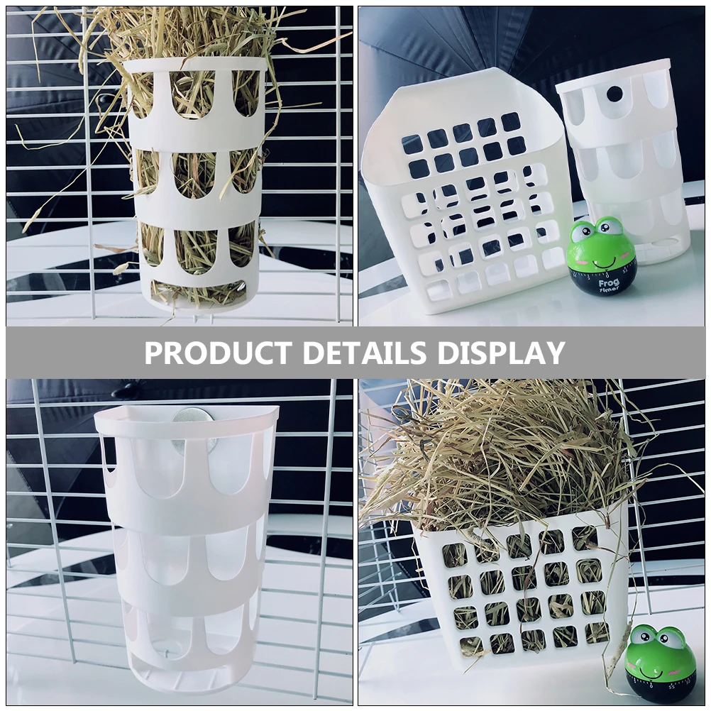 

2pcs Rabbit Hay Feeder Anti-Waste Design Hanging Plastic Container Guinea Pig Food Manger Durable Hamster Feeder Hollow Rack