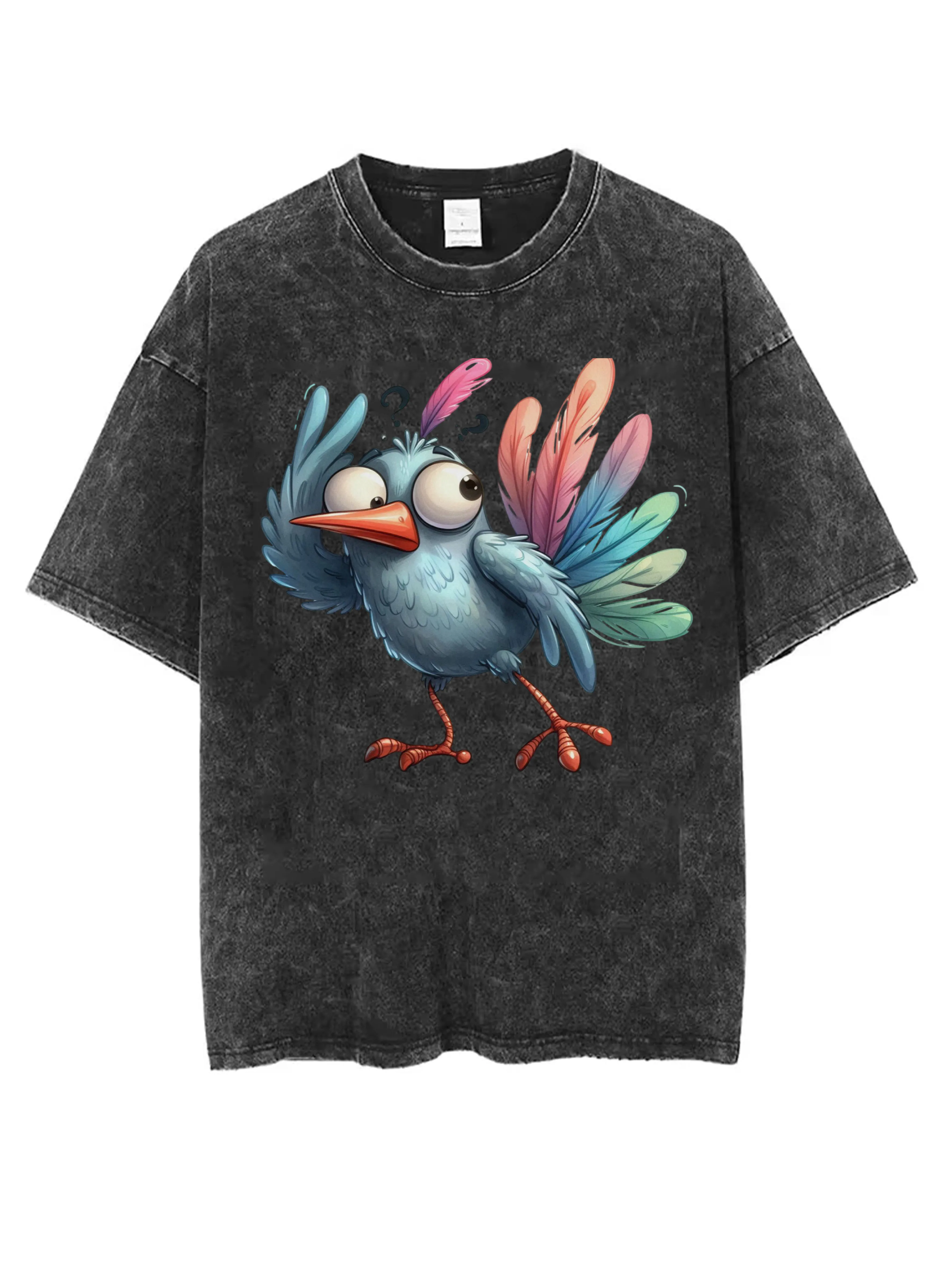 تي شيرت أسود مغسول برقبة دائرية الأكثر مبيعًا للنساء والرجال، مناسب مريح بطباعة الهالوين، قماش شتوي كاجوال مطبوع