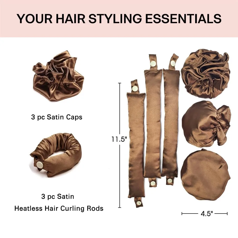 Satin Heatless Hair Curler Overnight Satin Heatless Curling Set No Heat Curlers To Sleep Curls Bonnet Cap Styling Accessories