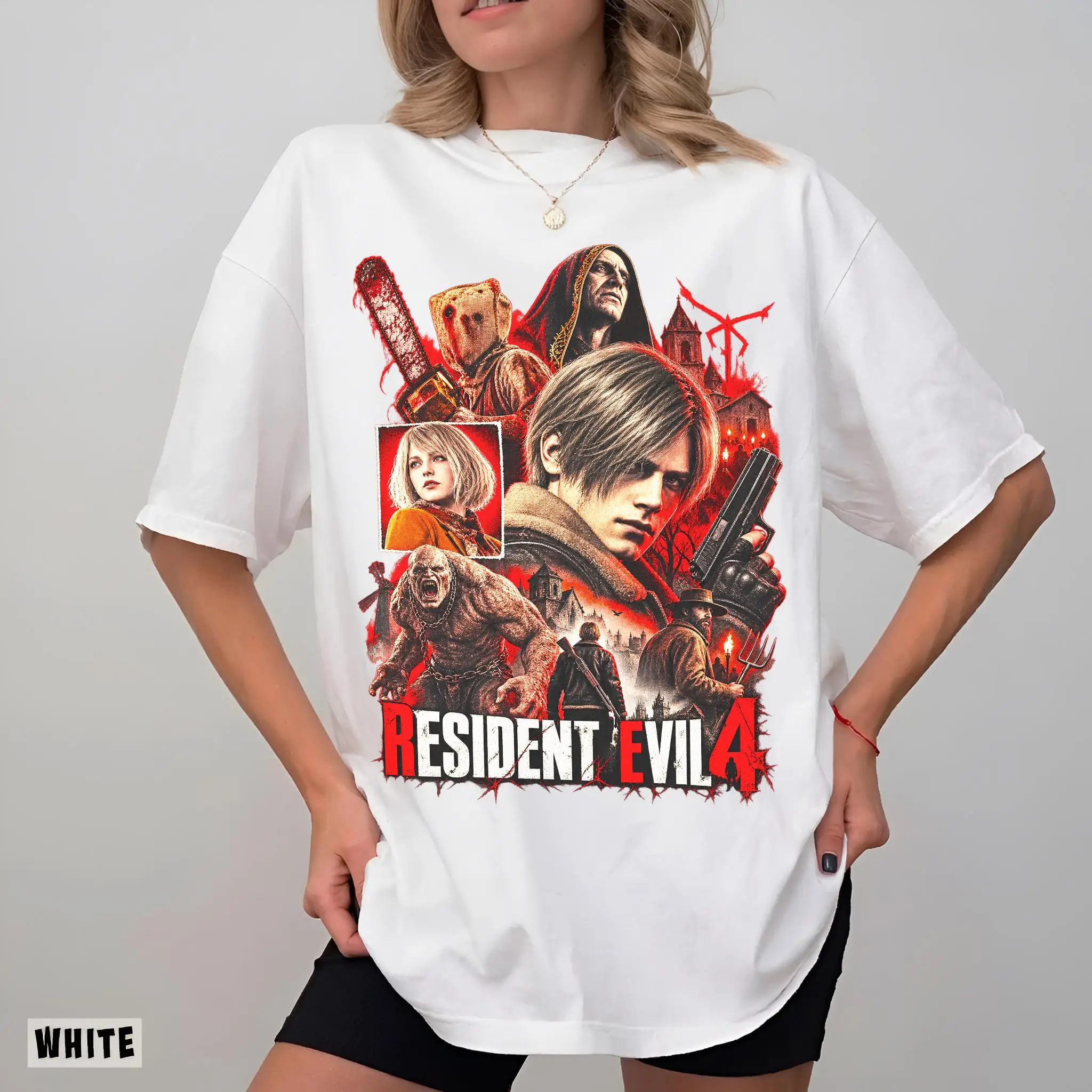 Resident Evil 4 T-shirt, Leon Kennedy T-shirt, Horror Game Merchandise, Ashley Graham T-shirt Ladies' Daily Attire