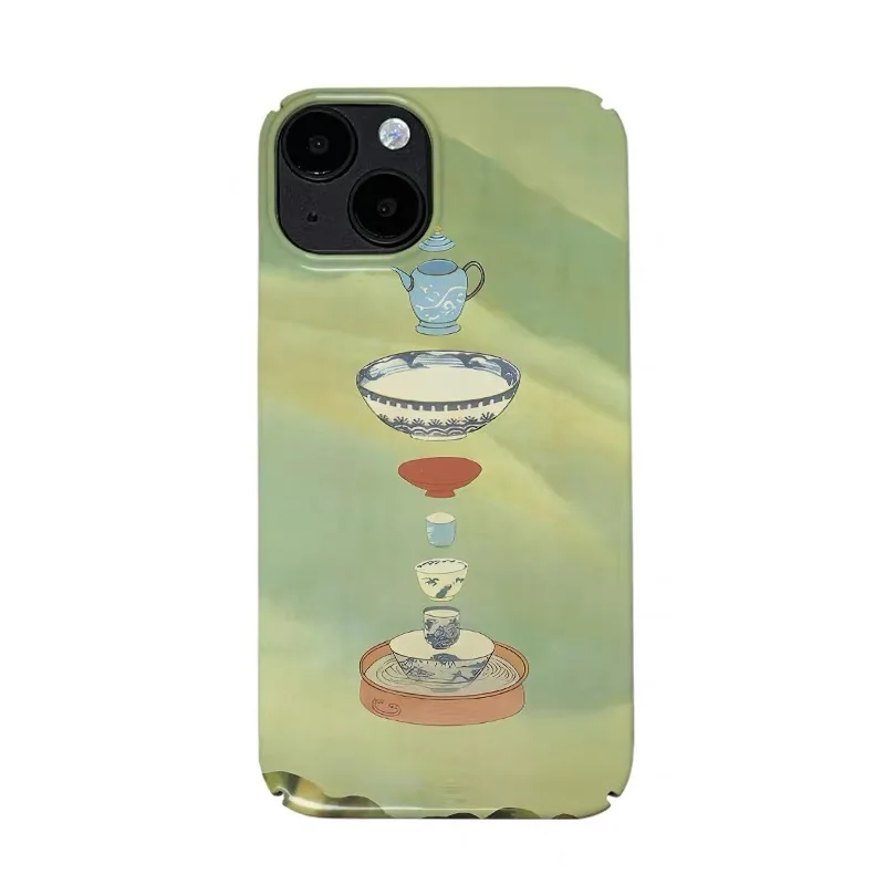 

Ins Green Art Layered Music Cup Case for IPHONE 17 16 ProMax 15 14 Plus 13 12 MINI 11 PRO 16Plus XR XS MAX Acrylic Phone Cover