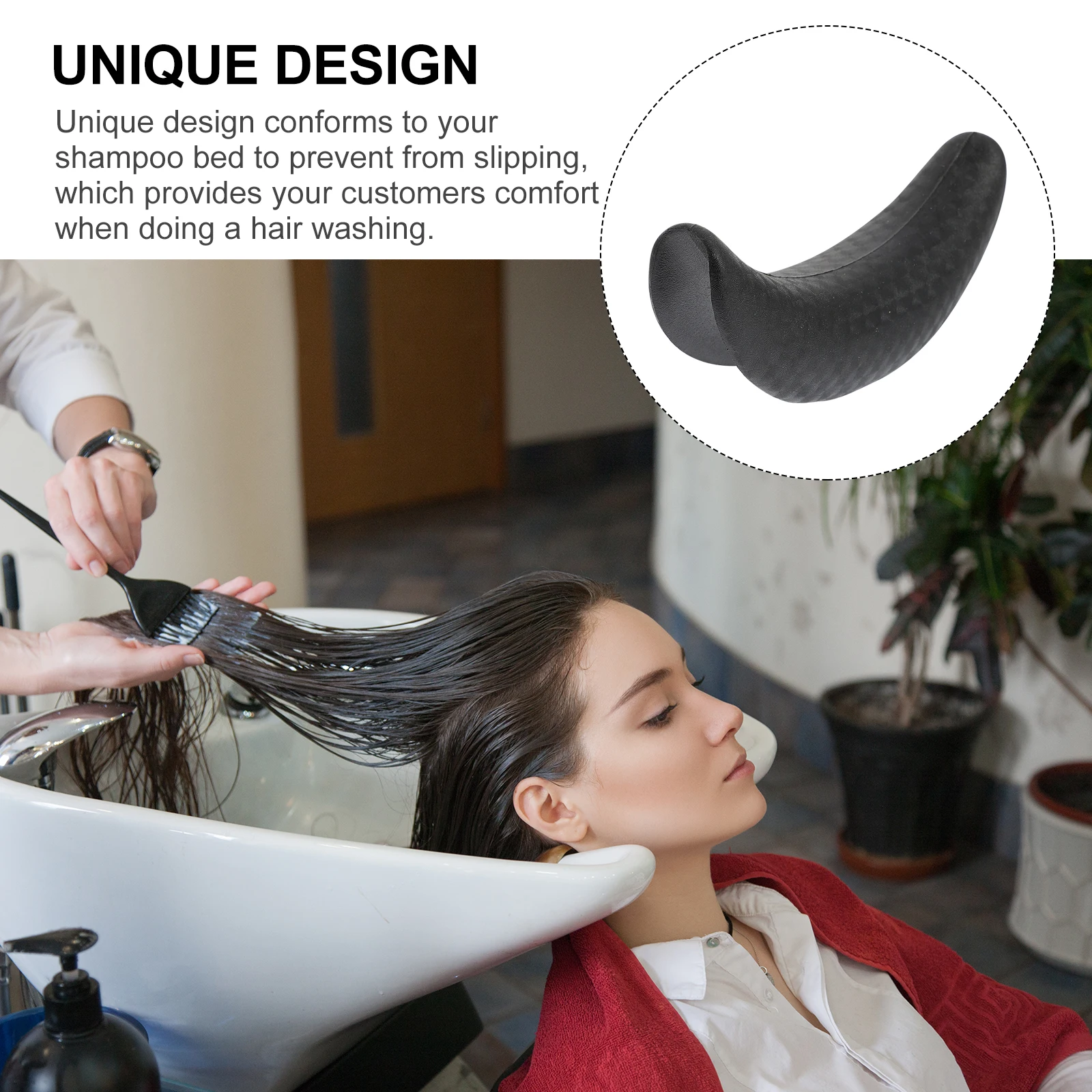 

Shampoo Neck Rest Hair Washing Pillow Black Back Support PU Material Non Slip Design Salon Use Hair Care Styling Tool