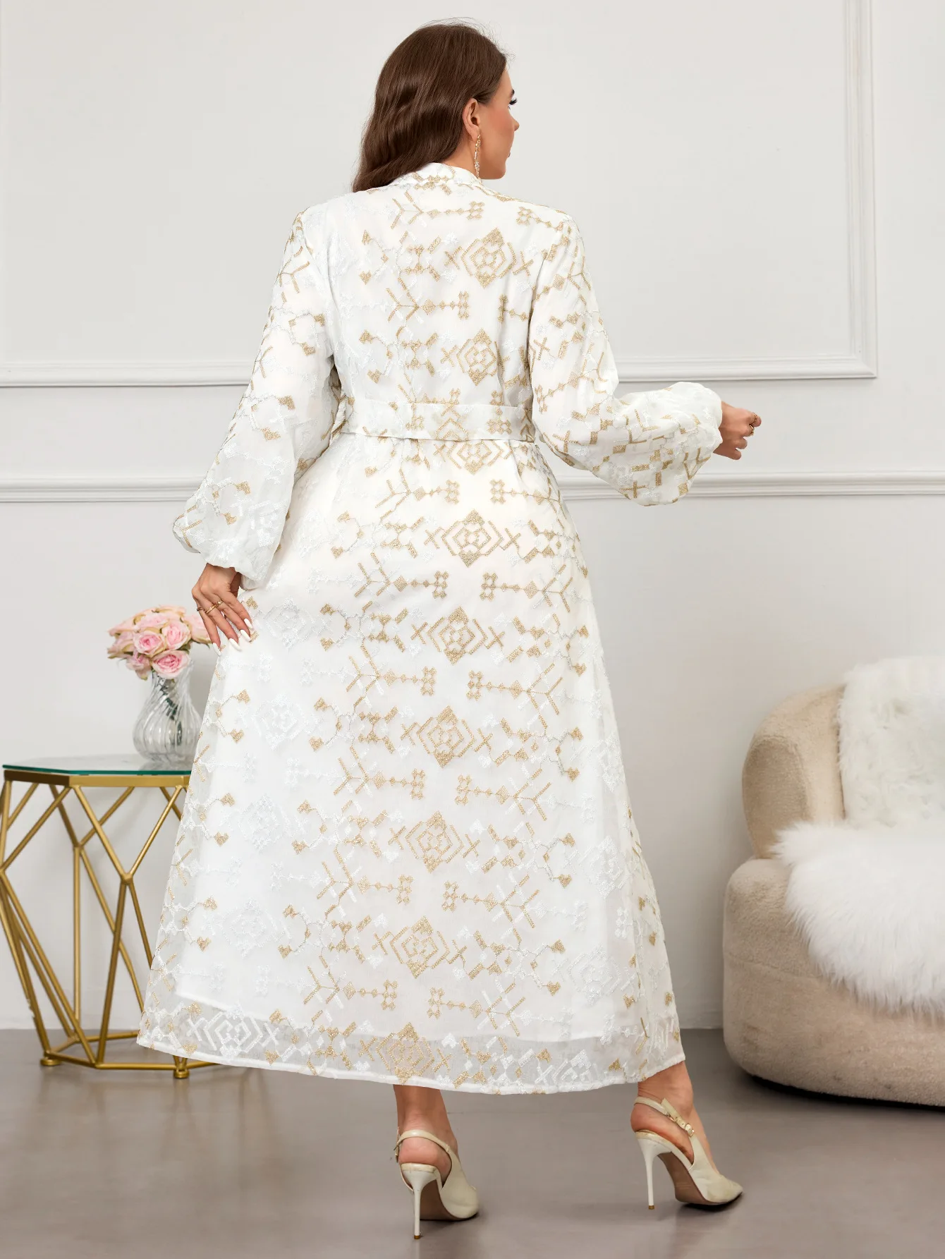Donne Abiti Musulmani Abaya Party Abito Lungo Eid Paillettes Lace Up Abiti Ramadan Jalabiya Marocco Dubai Abaya Islam Arabo Caftano