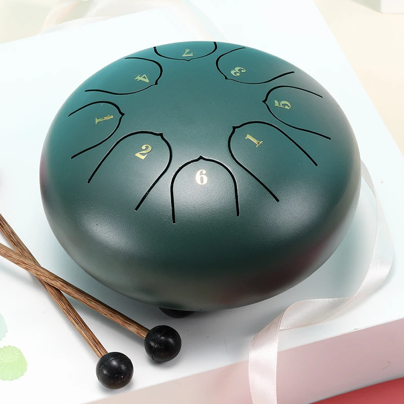 Hluru Glucophone Steel Tongue Drum 6 Inch 8 Notes Key D5 Ethereal Drum Tone Drum Percussion Musical Instrument