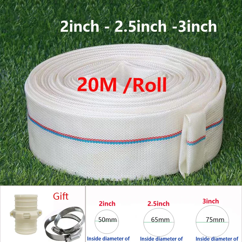 2'' 2,5'' 3'' Wasserschlauch Gartenbewässerung Bewässerungsschlauch Frostschutz Leinwand Feuerschutzschlauch 20M/Rolle