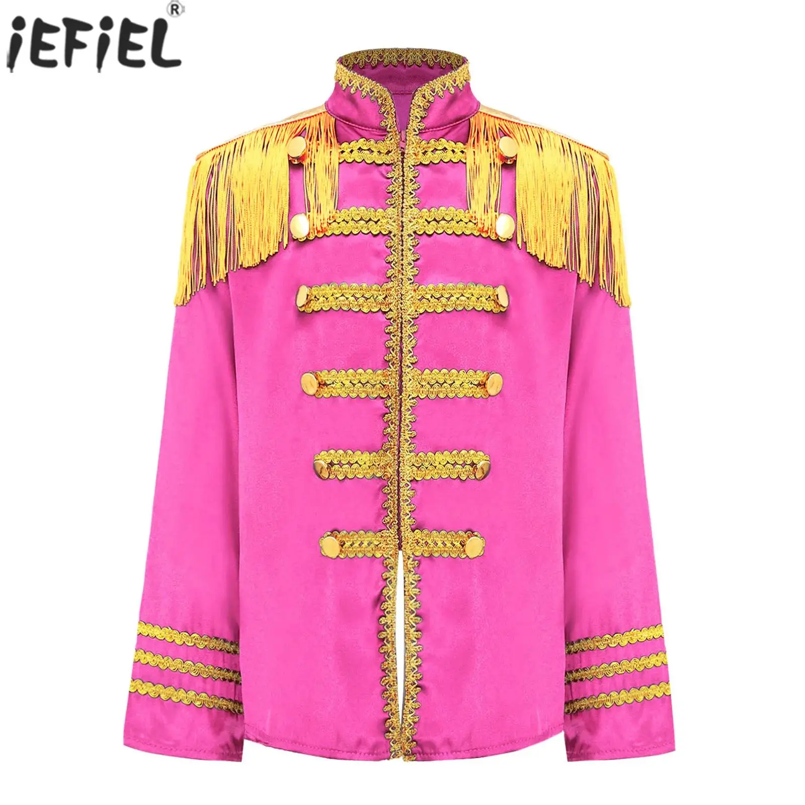 Kids Girls 60s Retro Hippie Rock Band Musician Costume Halloween Cosplay Carnival Party Circus Drummer Parade Tassel Jacket Coat